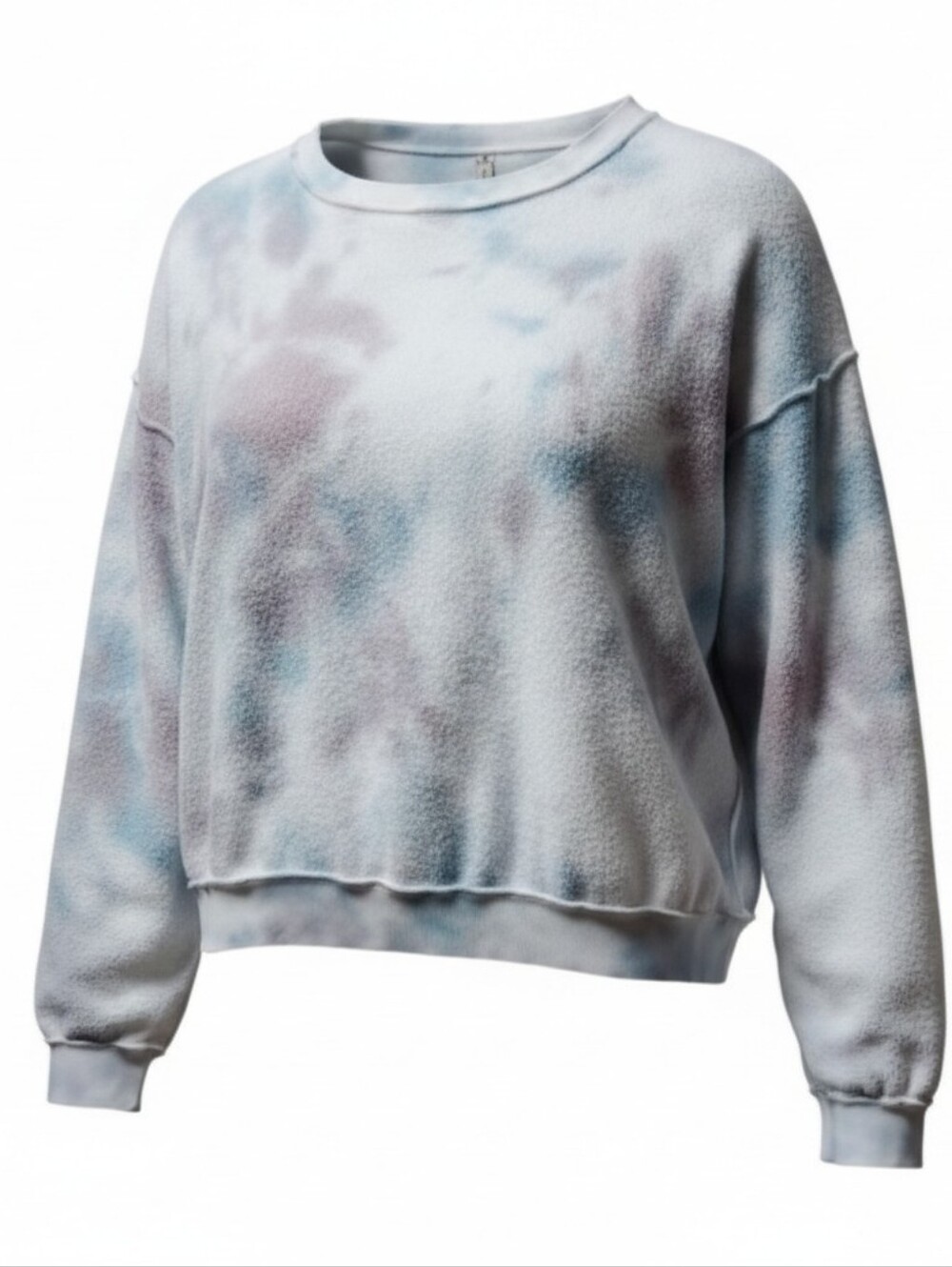 Free People XS Tie Dye Cropped Pullover Sweater White Red Blue Oversized